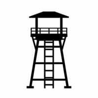 uitkijktoren silhouet vector. bewaker toren silhouet kan worden gebruikt net zo icoon, symbool of teken. bewaker post icoon voor ontwerp van leger, veiligheid of verdediging vector