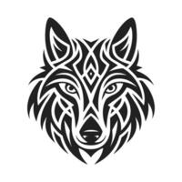tribal tatoeëren van de wolf hoofd in keltisch en nordic ornament vlak stijl ontwerp vector illustratie.