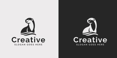 elegant meerkat logo ontwerp gepresenteerd in zwart en wit kleur variaties vector