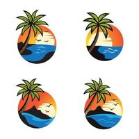 sunset beach logo afbeeldingen vector