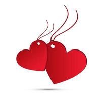 vakantie kaart. twee rode harten voor Valentijnsdag vector