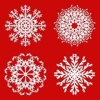set sneeuwvlokken voor winterontwerp. vectorillustratie Kerstmis en Nieuwjaar elementen geïsoleerd op donkerblauwe achtergrond. vector