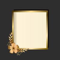gouden frame met elegante gouden bloemdecoratie. mooie gelijkzijdige vierkante en rechthoekige gouden lijst. vector illustratie