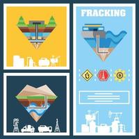 frackingsproces met machineapparatuur, schema voor hydraulisch breken; vector