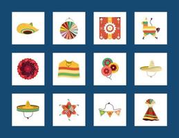 Mexicaanse iconen collectie vector
