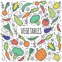 hand getekende set van groenten. vectorillustratie van doodle skecth stijl. vector