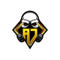 eerste ac-logo-ontwerp, eerste ac-logo-ontwerp met gasmaskerstijl, logo voor game, esport, community of bedrijf. vector