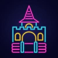 springkasteel neon icoon. springhuis op kinderspeelplaats. vectorillustratie. vector