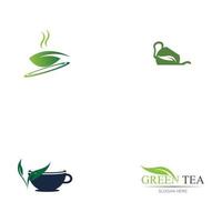 blad schiet groene biologische thee mok blad logo symbool ontwerp idee vector