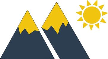 logo ontwerp sjabloon voor zon en bergen met vector icoon en illustratie.