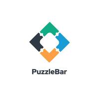 puzzelbalk - beeldt af een puzzel vector logo ontwerp sjabloon, benadrukkend zakelijke bedrijf medewerking.