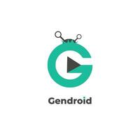 gendroid - maakt gebruik van een brief g vector logo ontwerp sjabloon, met media speler en video speler pictogrammen.