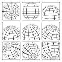 verzameling van schets wereldbol logos in kaders vector