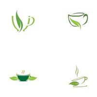 blad schiet groene biologische thee mok blad logo symbool ontwerp idee vector