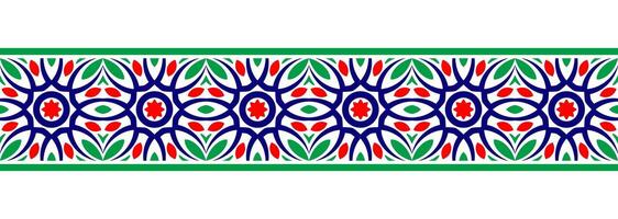 grens lijn naadloos achtergrond. decoratief ontwerp naadloos sier- mozaïek- grens patroon. islamitisch, Indisch, Arabisch motieven. abstract bloem. vector illustratie