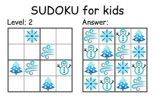 sudoku. kinderen en volwassen wiskundig mozaïek. kinderen spel. winter thema. magie vierkant. logica puzzel spel. digitaal rebus vector