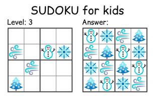 sudoku. kinderen en volwassen wiskundig mozaïek. kinderen spel. winter thema. magie vierkant. logica puzzel spel. digitaal rebus vector