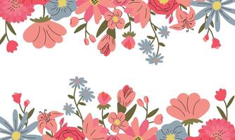 schattig kader kaart sjabloon met hand- getrokken rustiek bloemen vector