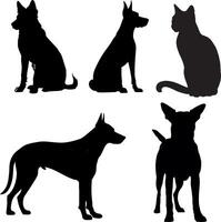 hond en kat silhouetten van dieren vector