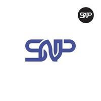 brief snp monogram logo ontwerp vector