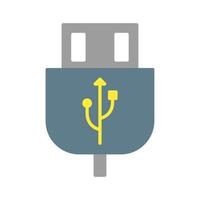USB kabel icoon vector of logo illustratie vlak kleur stijl