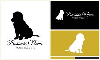 silhouet hond bulldog logo sjabloon vector