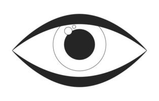 allemaal zien oog zwart en wit 2d lijn tekenfilm voorwerp. op zoek vooruit oog. gezichtsvermogen oogbol geïsoleerd vector schets item. magie esoterisch. geestelijkheid mysterie monochromatisch vlak plek illustratie