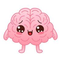 schattig roze gekleurde gelukkig hersenen karakter Aan een wit achtergrond. vlak stijl tekenfilm hersenen karakter ontwerp. vector mascotte illustratie menselijk orgaan icoon ontwerp