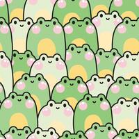 herhaal.naadloos patroon van schattig glimlach kikker achtergrond.reptiel dier karakter tekenfilm ontwerp.afbeelding voor kaart, poster, schat kleding.kawaii.vector.illustratie. vector