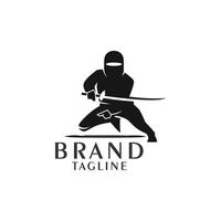 ai gegenereerd Ninja krijger logo vector zwart en wit Ninja karakter logo ontwerp