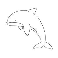 dolfijn in lijn kunst stijl. hand- getrokken silhouet van een onderwater- zoogdier dier. vector illustratie geïsoleerd Aan een wit achtergrond.