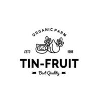 wijnoogst lijn kunst blik fruit logo illustratie geschikt voor fruit winkel en fruit boerderij vector