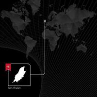 eiland van Mens Aan zwart wereld kaart. kaart en vlag van eiland van Mens. vector