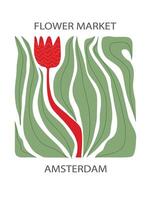 abstract bloem poster. bloem markt muur kunst met modieus ontwerp. botanisch, minimalistisch, modern naief vlak hippie groovy funky interieur decoratie, schilderen. vector