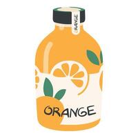 vers oranje sap in een glas fles. natuurlijk gezond fruit drankje. koeling zomer citrus drank. vlak stijl vector illustratie Aan een wit achtergrond.