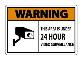 waarschuwing dit gebied is onder 24-uurs videobewaking symbool teken geïsoleerd op een witte achtergrond, vectorillustratie vector