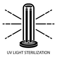 uv licht desinfectie glyph icoon. ultraviolet licht sterilisatie van lucht en oppervlakken. ultraviolet kiemdodende bestraling. oppervlaktereiniging, medische decontaminatieprocedure. vector