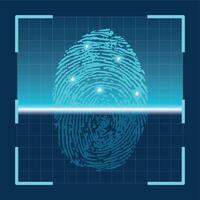 vingerafdruk scannen. vinger scannen biometrisch ID kaart futuristische technologie. identificatie veiligheid systeem sensor. duim scanner vector concept