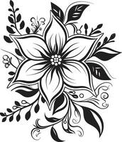 elegant botanisch element vector genade monochroom bloeien essence iconisch symbool detail