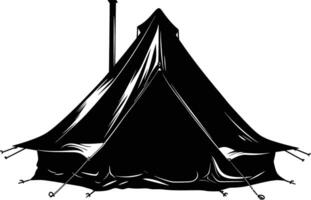 ai gegenereerd silhouet camping tent zwart kleur enkel en alleen vector