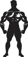 zwart gemaakt bulk bodybuilders iconisch vector symbool ijzer lichaamsbouw embleem vol lichaam zwart vector icoon