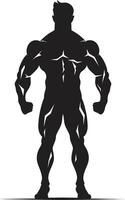 solide silhouet vol lichaam vector embleem zwart gemaakt spierkracht bodybuilders iconisch vector symbool