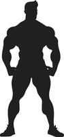 machtig monochroom bodybuilders iconisch embleem de onyx atlas vol lichaam zwart vector symbool