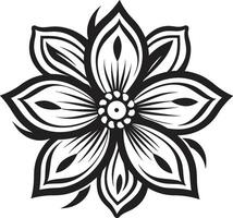 botanisch monotoon handtekening logo element bevallig bloeien icoon zwart vector symbool