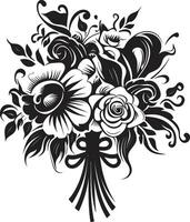 boeket essence monochroom vector logo bloemen elegantie zwart bruids icoon ontwerp
