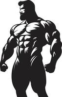 silhouet van macht bodybuilders iconisch glyph koolstof besnoeiing vol lichaam zwart vector logo ontwerp