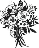 elegant bloeien elegantie zwart bruids icoon bruids bloesem straling monotoon vector ontwerp