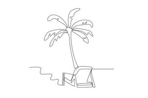 kokosnoot bomen en stoelen Aan de strand vector