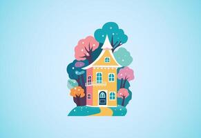 grappig fee huis vector illustratie. sprookje fantasie huis