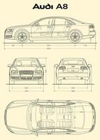 2008 audi a8 auto blauwdruk vector